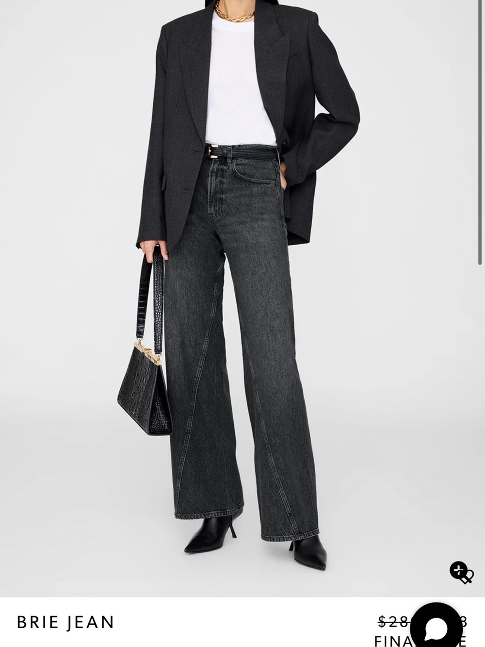 Anine Bing High-Rise Wide Leg Jeans in Washed Black